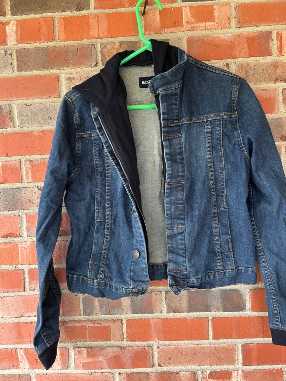 Hudson Jeans Kids Dark Blue Denim Jean Jacket with Black Hood